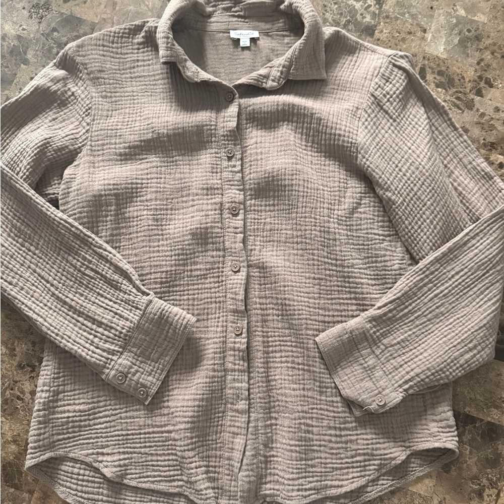 🤎Splendid🤎 Button down gauze shirt size XS - Picture 4 of 5